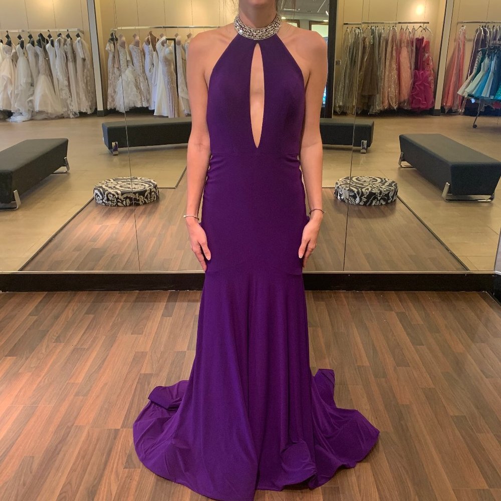 Jewel Halter, key hole, mermaid with ruching back